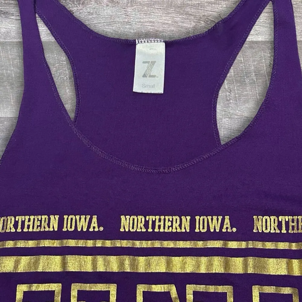 Northern Iowa UNI Racerback Tank Top Womens S Purple Gold Panthers NCAA - Image 3