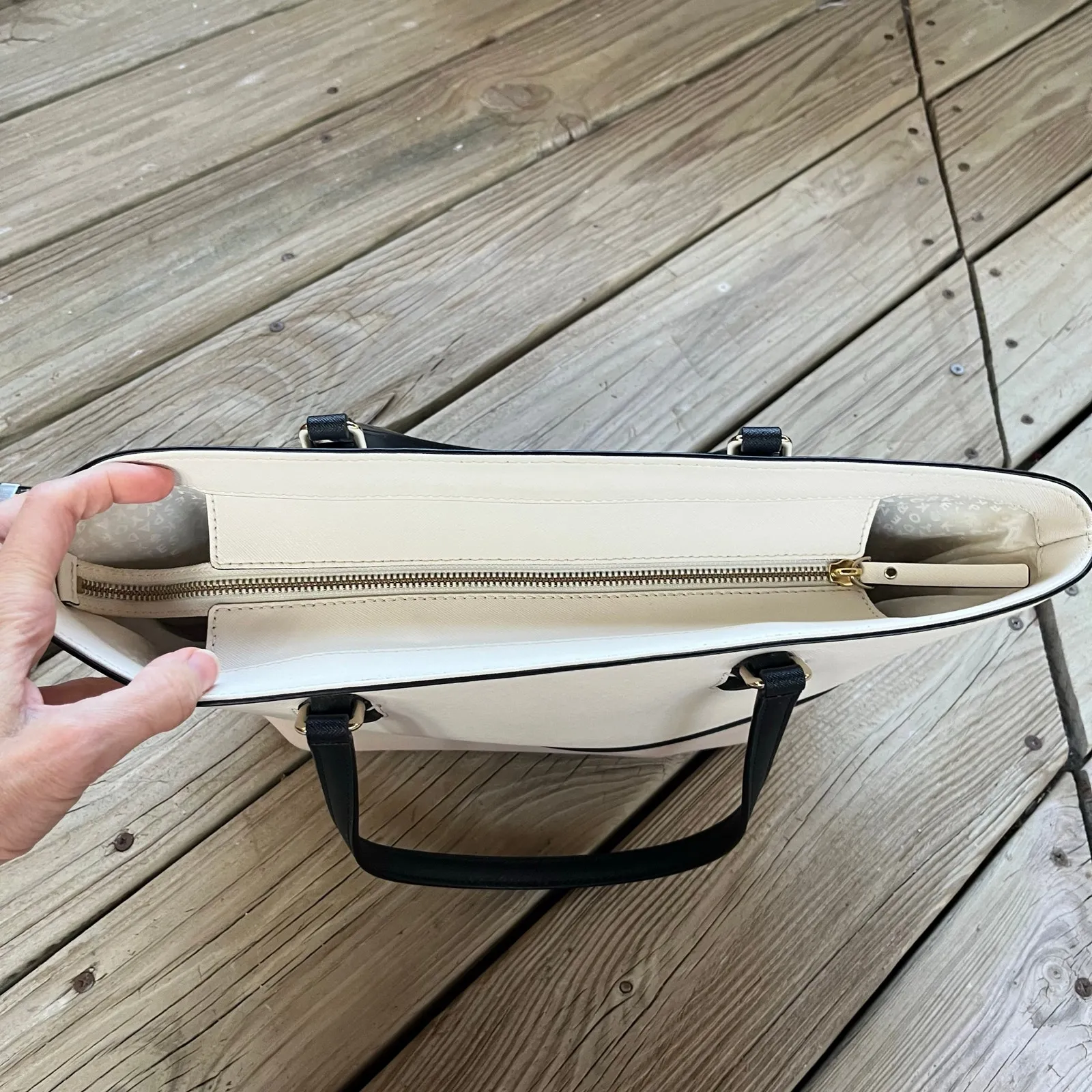 Kate Spade Laurel Way Medium Dally Tote Bag Saffiano Leather Cream Colorblock - Image 5