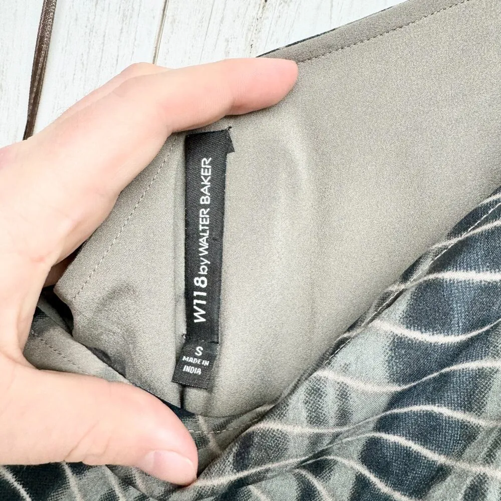 W118 Walter Baker Small Raquel Long Sleeve Mini Dress In Green And Cream Print - Image 2