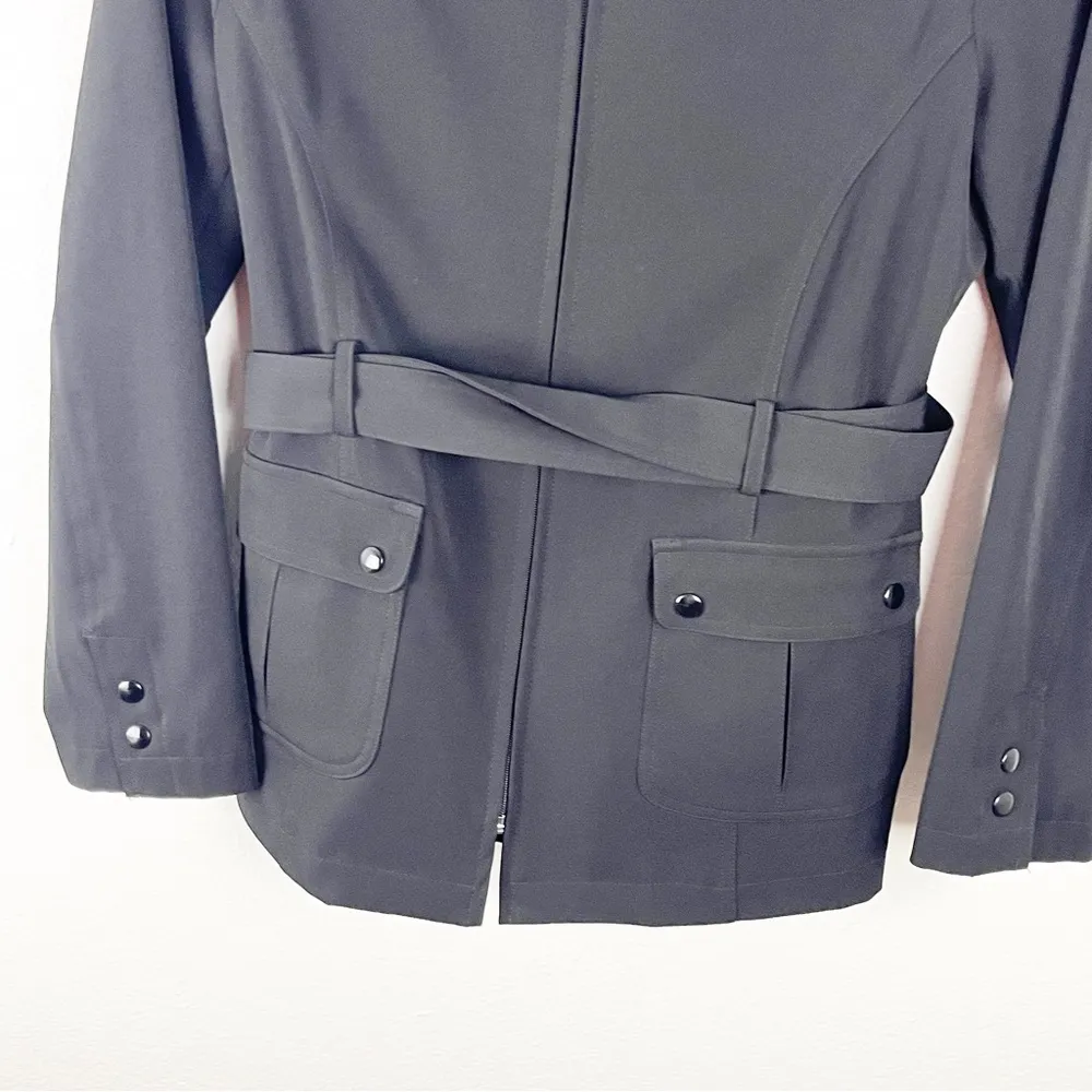 GIACCA By Gallery Black Lined Front Zipper Belted Waist Jacket, Size Medium - Image 11