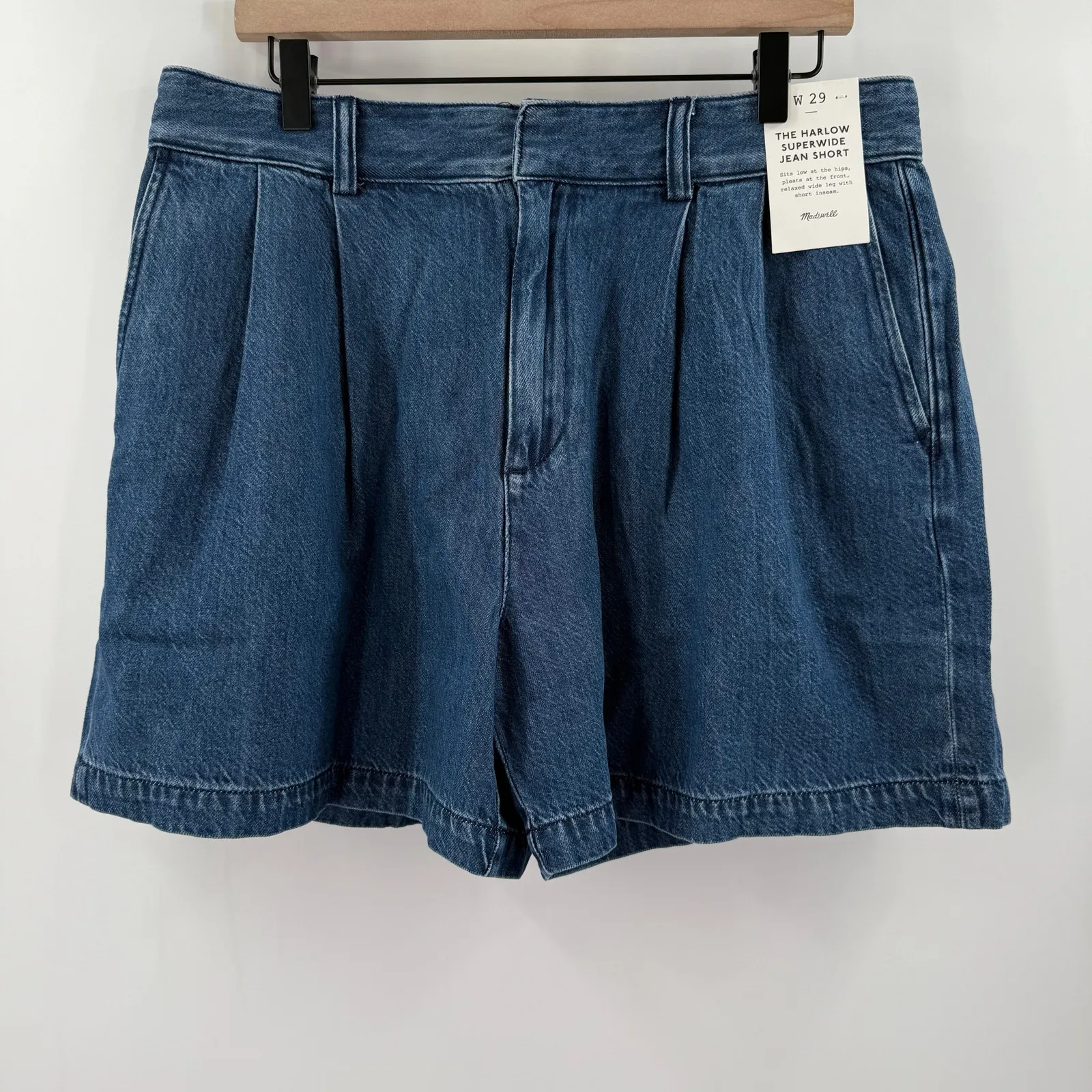 Madewell Shorts Women’s Size 29 The Harlow Superwide Soft Jean NWT Pleats Denim - Image 13
