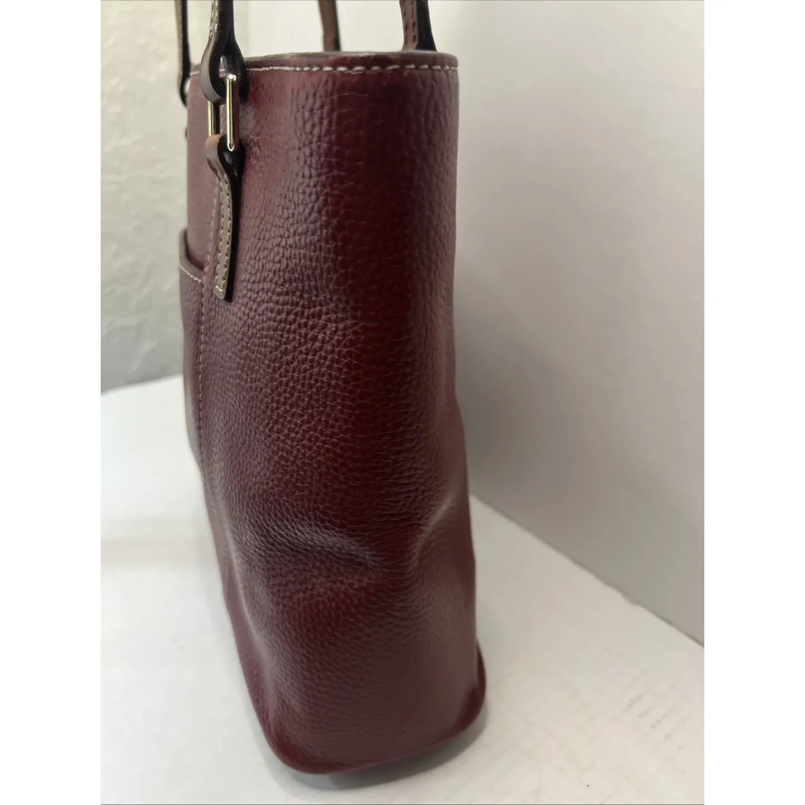 Dooney and Bourke Red Genuine Pebbled Leather Dual Handle Tote Bag Purse Y2K - Image 5