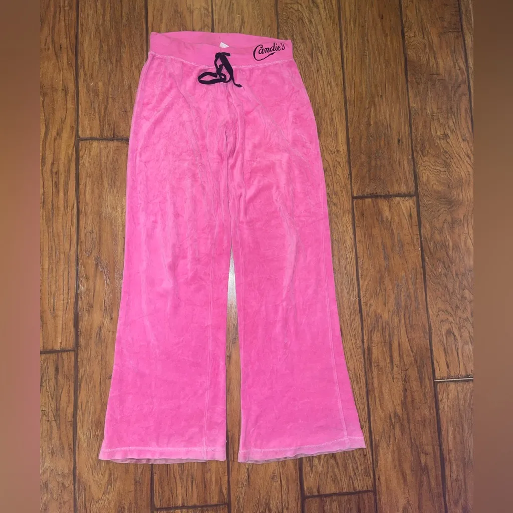 Y2K Candies velour flared yoga pants bright pink woman’s large - Image 2