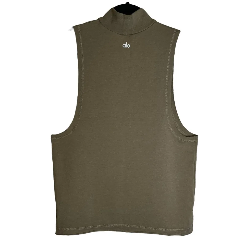 Alo Yoga Sport Move Tank Deep Sleeveless Mock Neck Muted Tan/Green Size‎ XS - Image 4