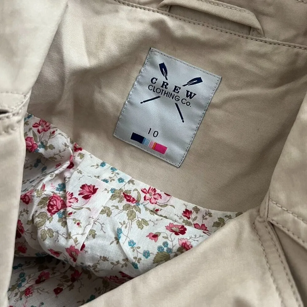 NWOT Crew Women's Trench Coats With Belt Jackets Flower lining Size 10 Khaki Tan - Image 2