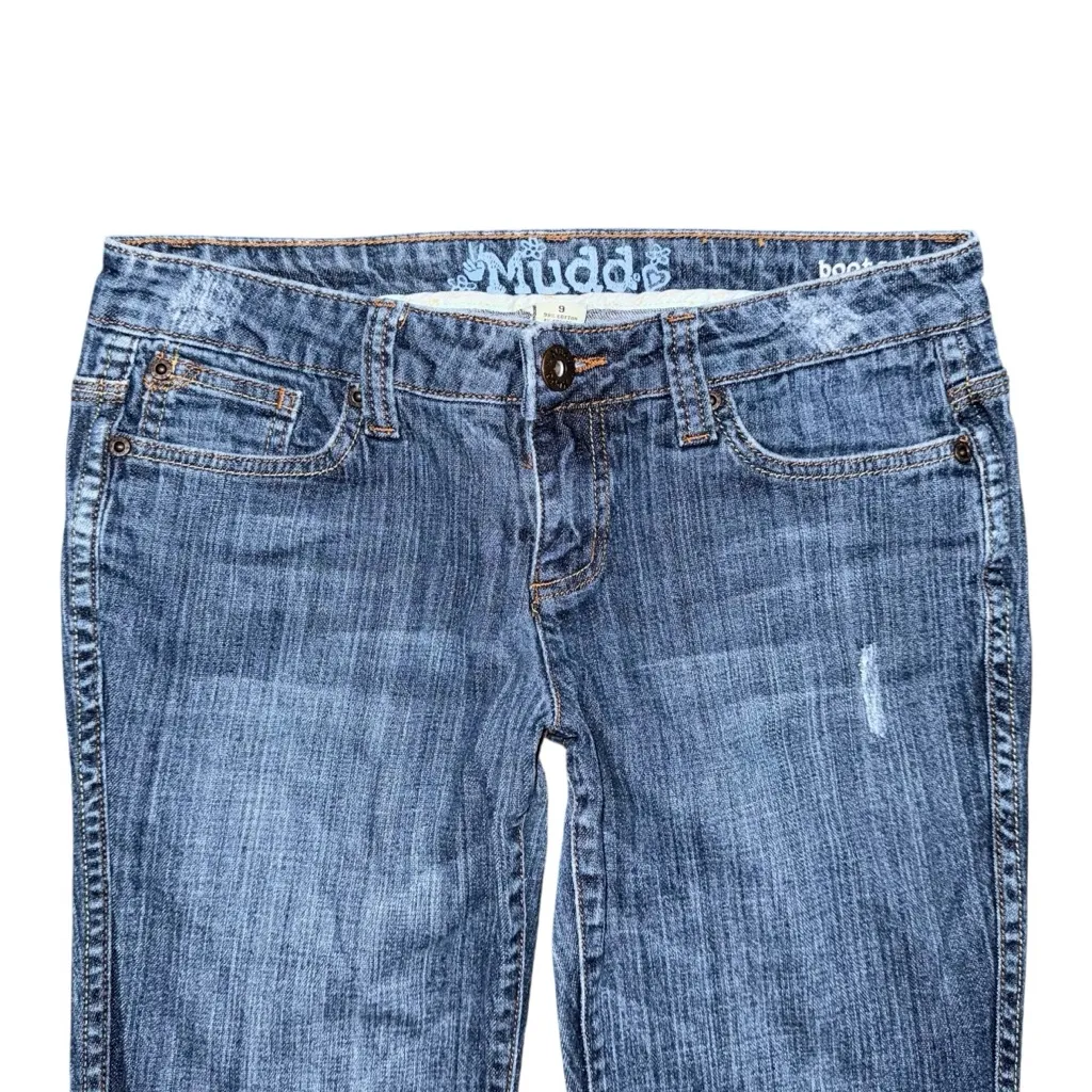Y2K Mudd Low Rise Bootcut Jeans Women's 9 30x31 Medium Wash Button Flap Pockets - Image 3
