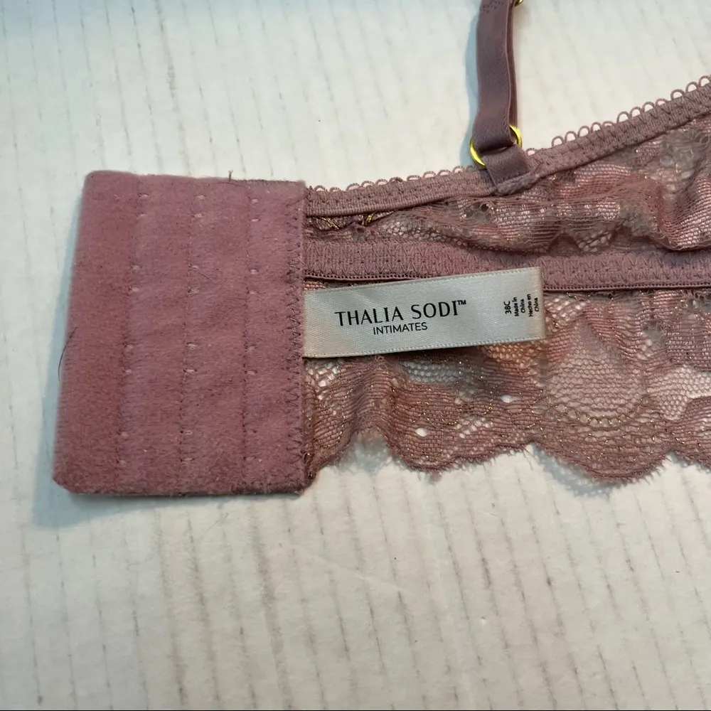 Thalia Sodi Bra Lavender Metallic Longline Lace Underwire Bra Sz 38C EUC - Image 12