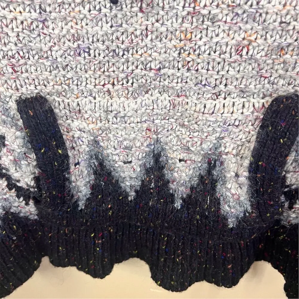 Free People Love Bug‎ Lace Up Womens Size Small Nordic Fair Isle Wool Bl Sweater - Image 6