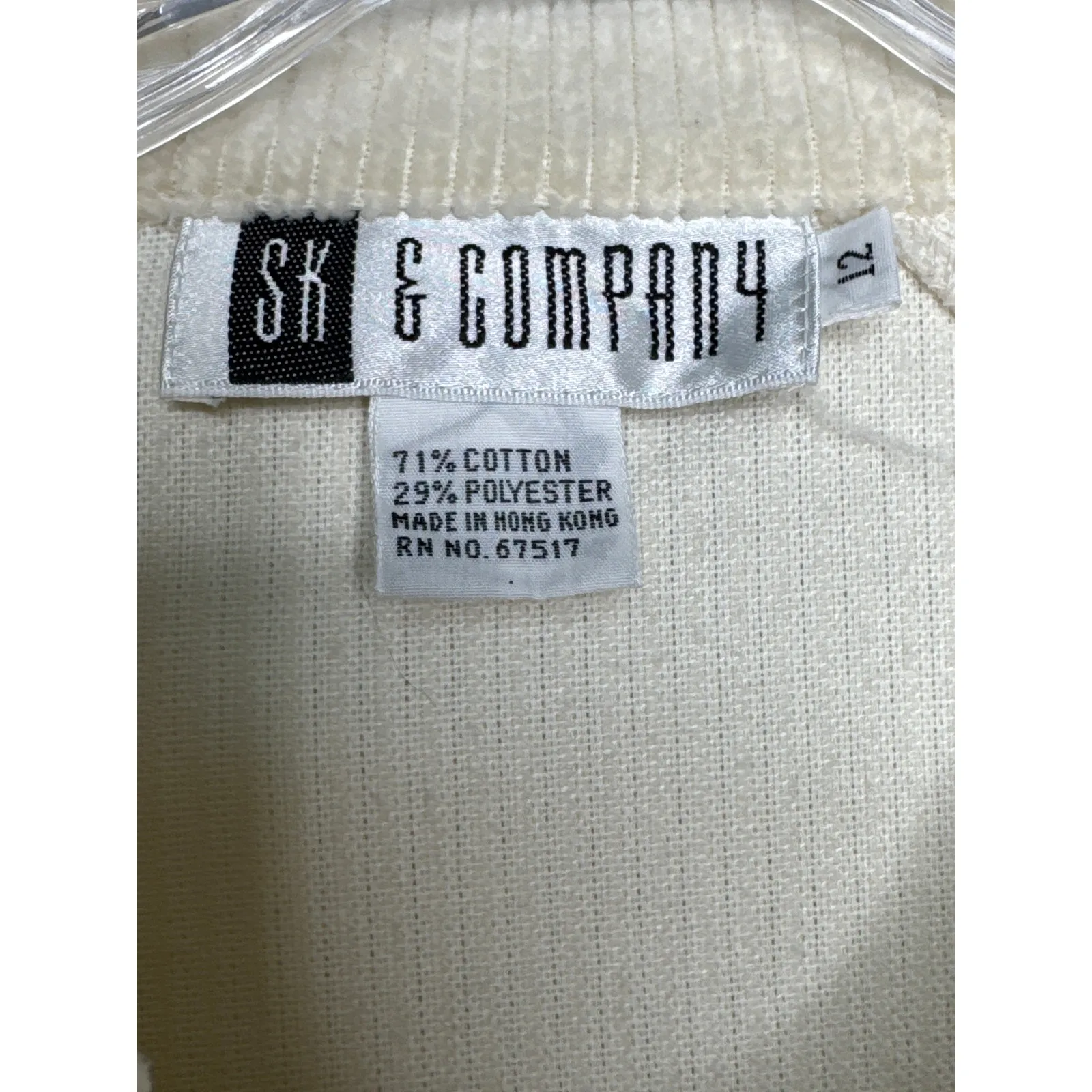 Vintage 80s/90s SK & Company Cream Corduroy Jacket puffy shoulders Hong Kong 12 Size L - Image 6