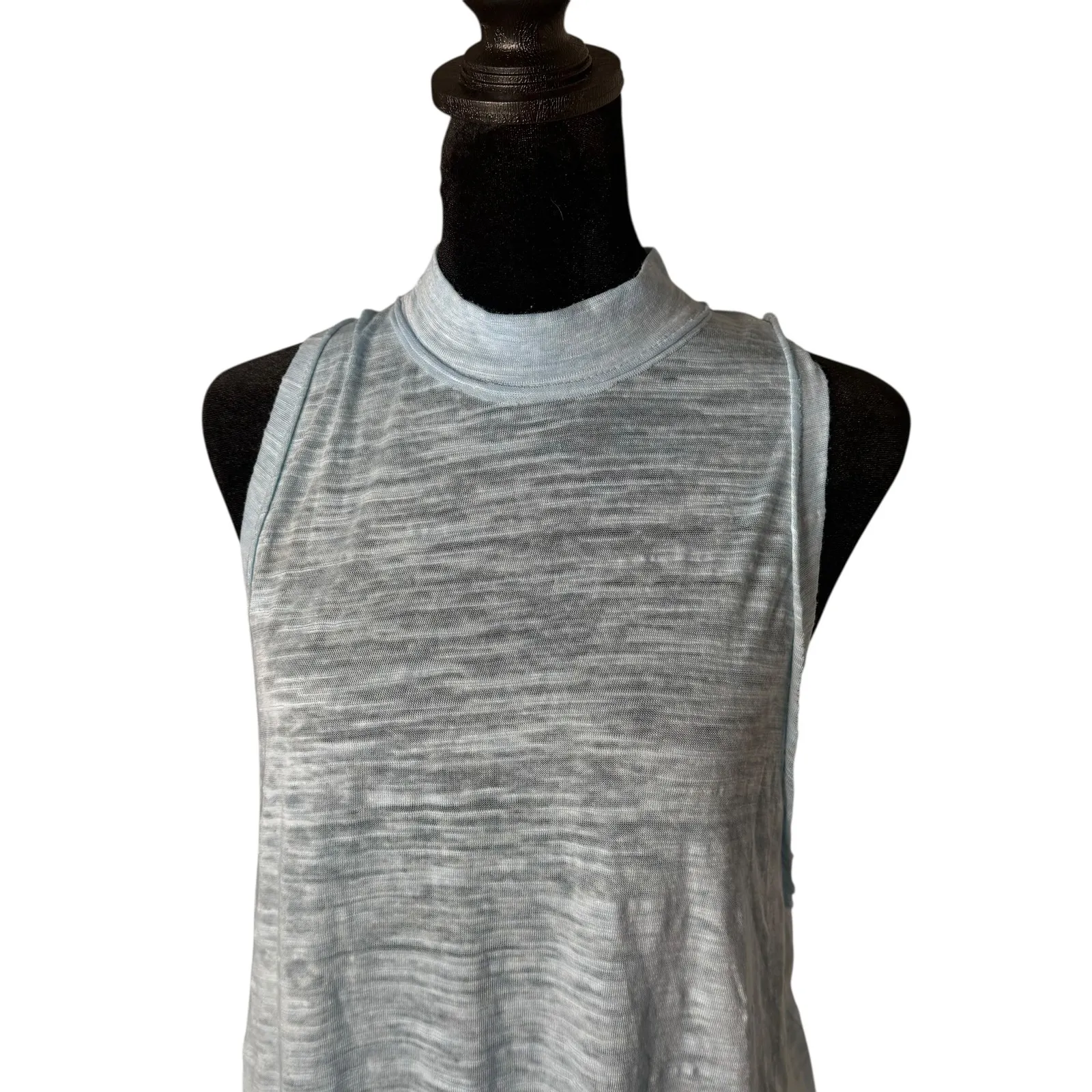 We‎ The Free Mock Neck Flowy Top Womens S Blue Lightweight Slub Vacation Beach - Image 5