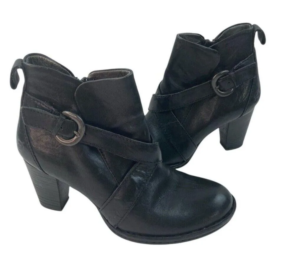 BORN Boots Womens Size 7.5 Black Heeled Strappy Comfort Grunge Whimsigoth Witchy - Image 2