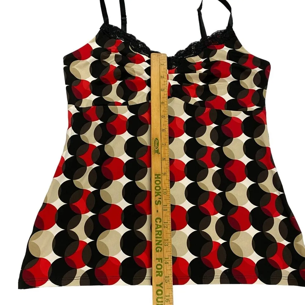 White House Black Market Women's Black Red Polka Dot Ruched Cami Tank Sz S Y2K - Image 5