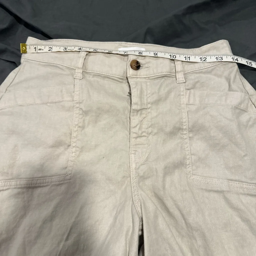 Evereve Women’s Sz: 27 Cream Tan  Wide Leg Linen Blend Pant. Patch Pocket. - Image 3
