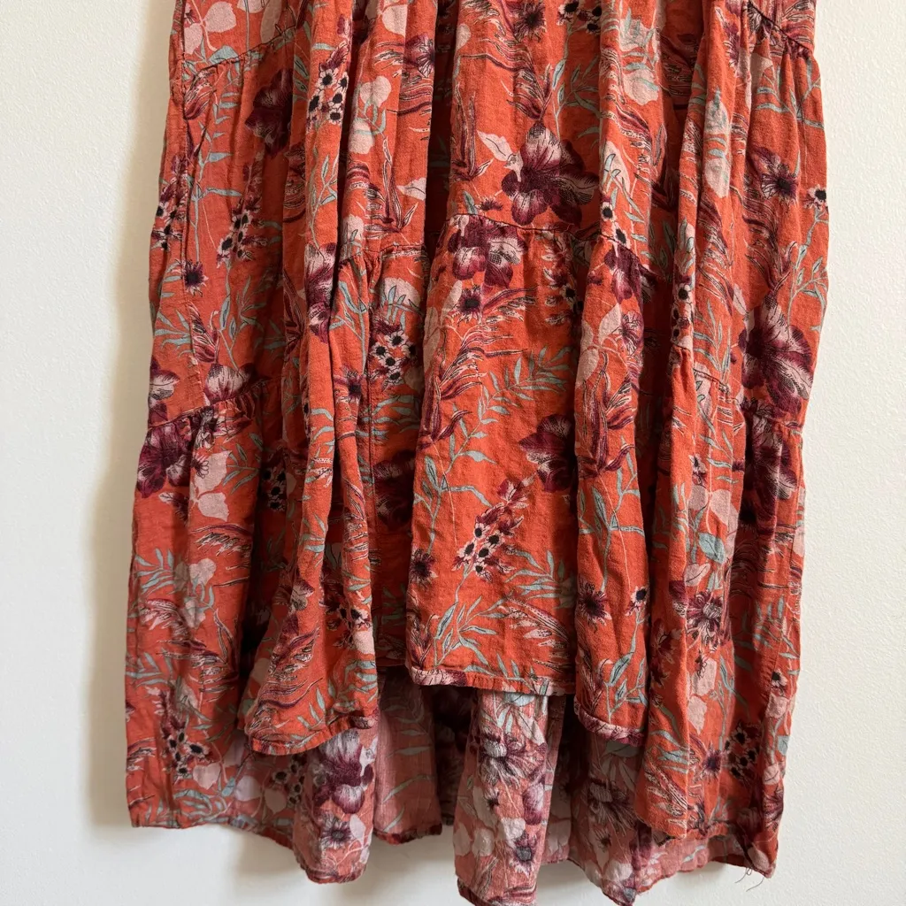Natural Life Rebecca Midi Dress Orange Tropical Floral Size XL Boho Vacation - Image 5