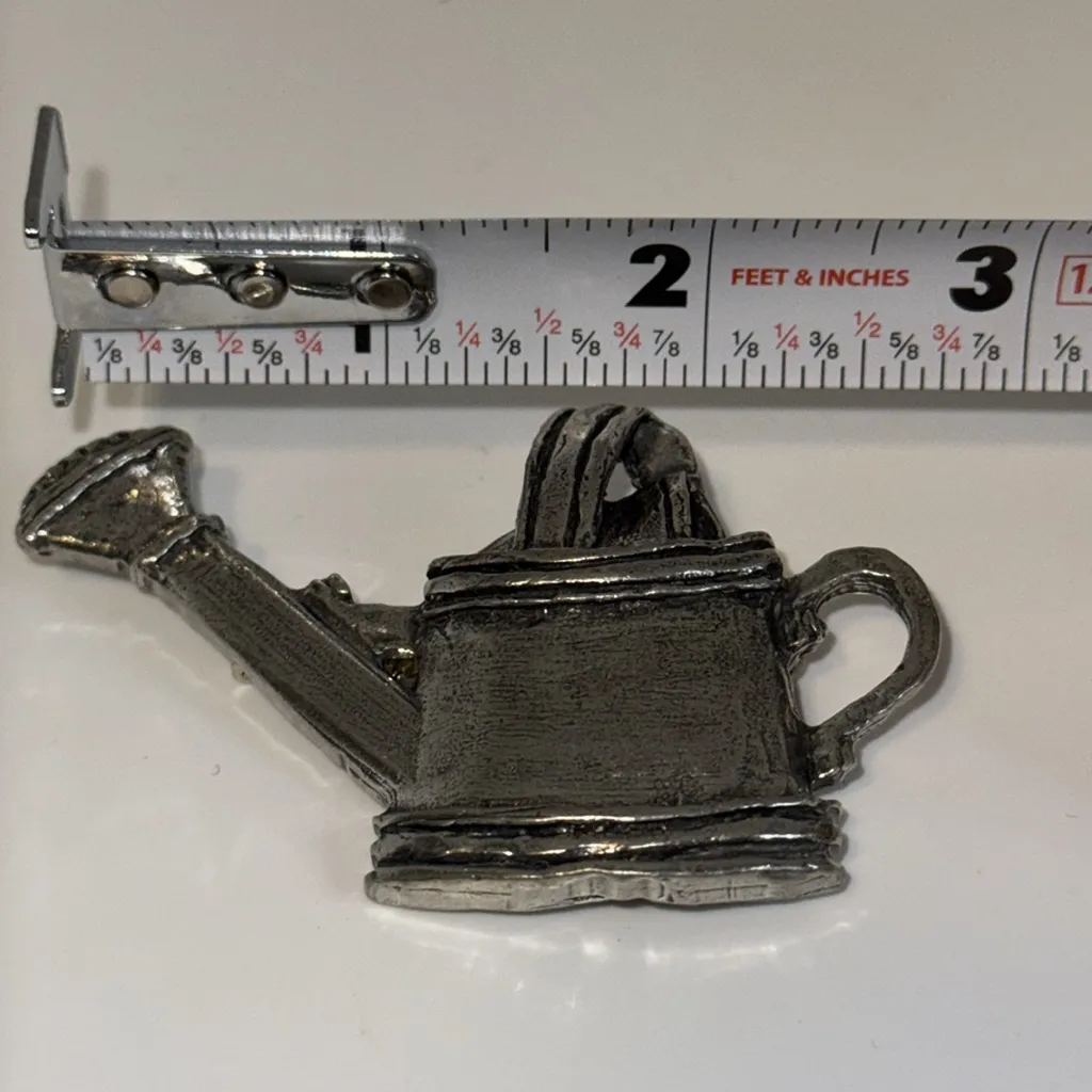 Sheridan Pewter Gardening Watering Can Brooch Pin Silver - Image 4