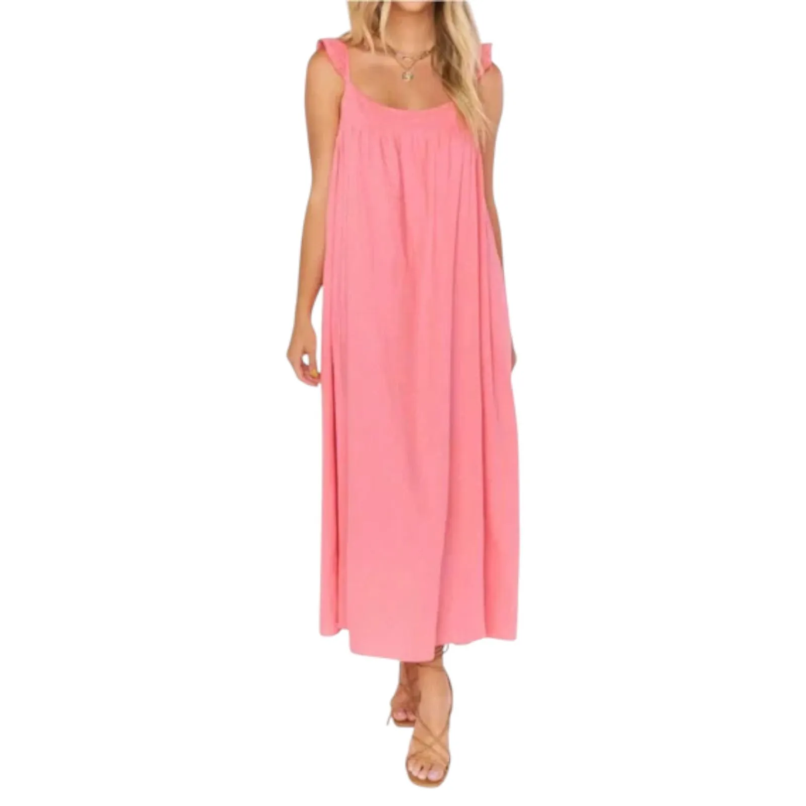 Show Me Your Mumu Oasis Pink Midi Summer Resort Bold Statement Dress Size Small - Image 8