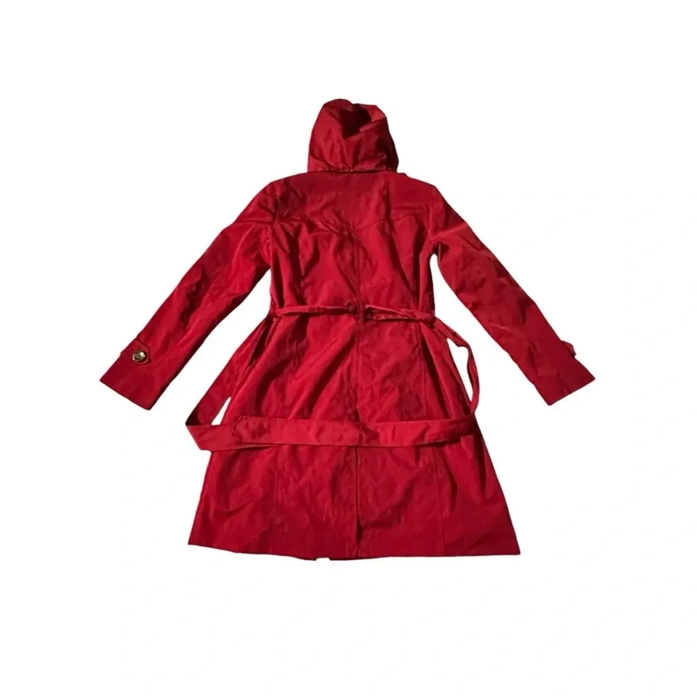 Liz Claiborne belted Light Weight Trench Coat Size Small Color Rumba Red - Image 3