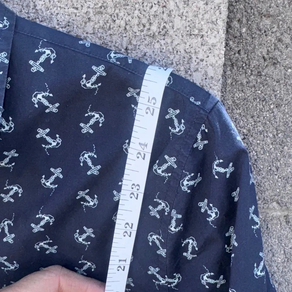 Talbots Button-Down Shirt Blue with Nautical anchor Print Cape Cod Core Lg - XLg - Image 7