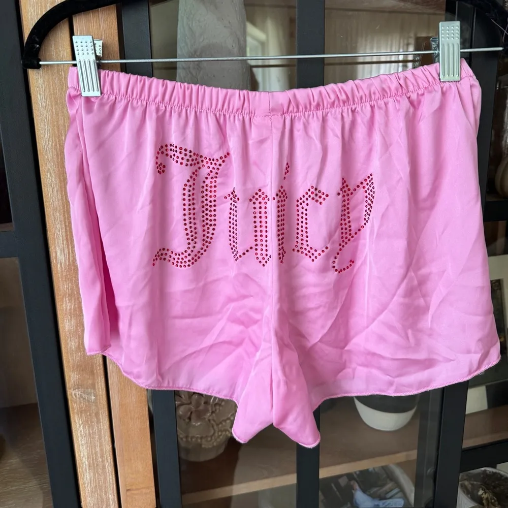 Y2K Juicy Couture bedazzled sleep shorts micro satin silky rhinestones barbie - Image 6