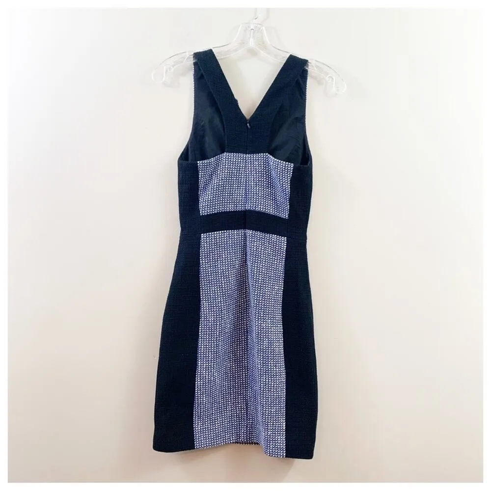 Anthropologie 4C Jacquard Tweed Navy/White Sleeveless A-Line Dress - Image 8