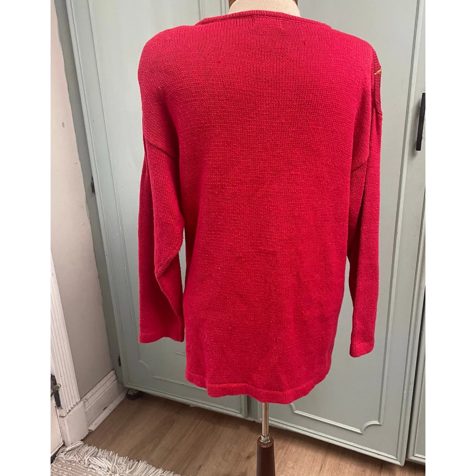 Victoria Jones Vintage Beaded Tunic Sweater Size Small Knit Holiday Glam Bling - Image 4