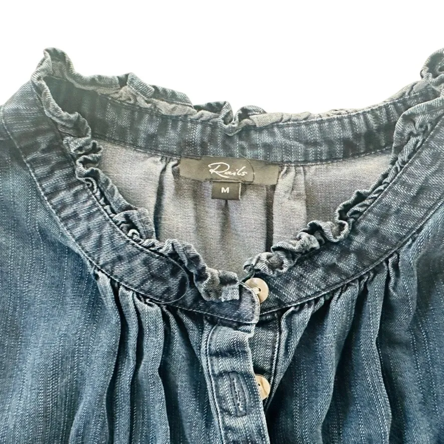 RAILS Shawna Denim Day Dress Dark Vintage Blue Size Medium Cotton Loose Fit - Image 3