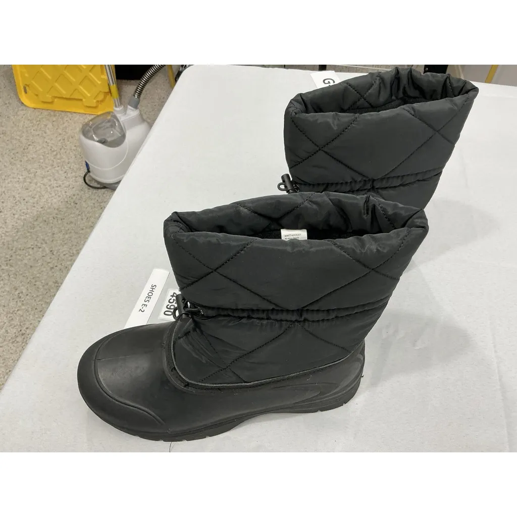 Womans Time & Tru Pull On Midcalf Snow Boots 9 Black Bungee Laces Insulated - Image 3