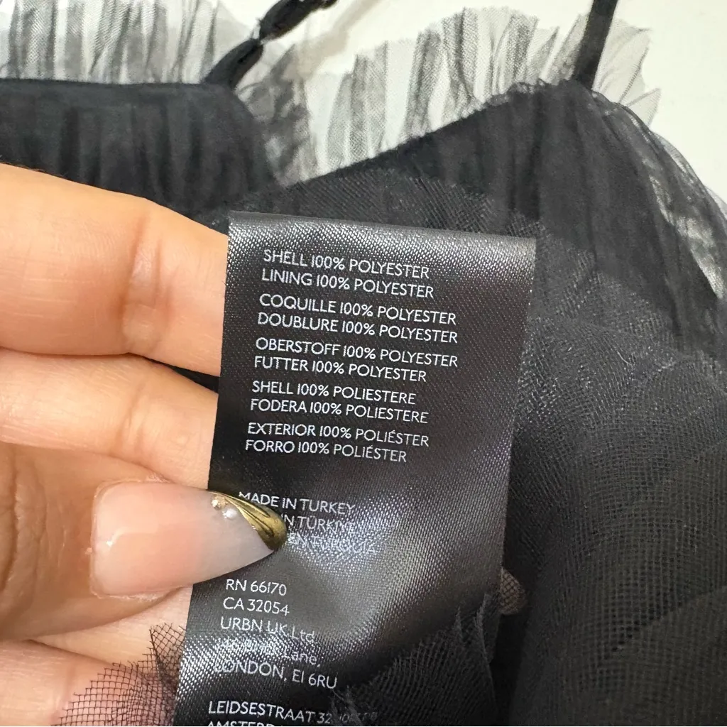 Anthropologie Black Pleated Tulle Tank Top XXS New Layered Sheer Chic - Image 5