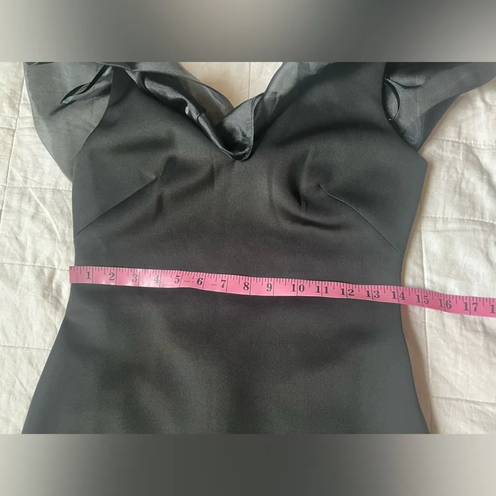 Eliza J Black Organza Ruffle Sleeve Dress Formal Wedding Event Cocktail Sexy- 6 - Image 7