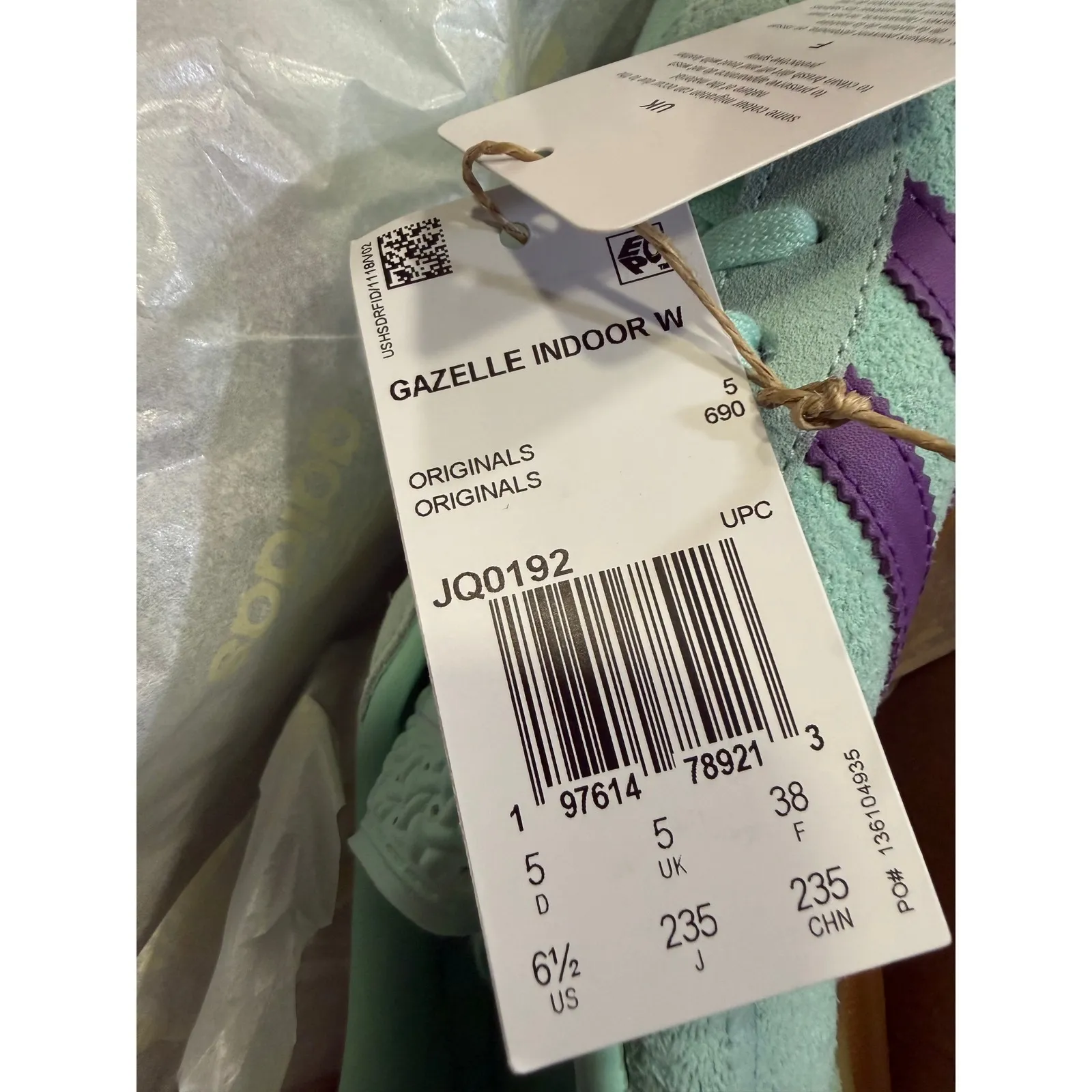 Adidas Gazelle Indoor Women Sneakers Mint Purple Gum Sole Retro Trainer NWT 6.5 - Image 6