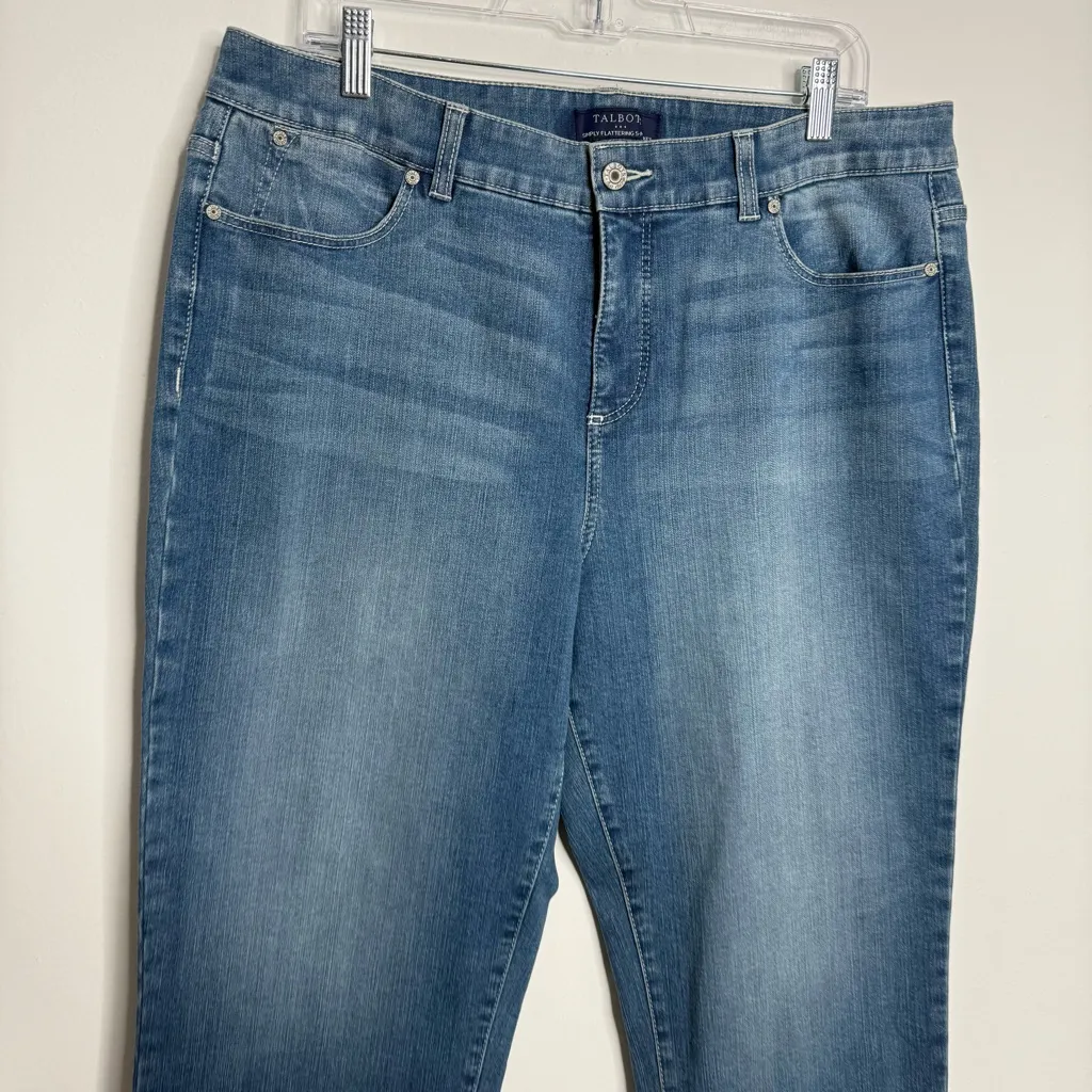 Talbots Simply Flattering 5-Pocket Jean Embroidered Cropped Blue Wash Size 16‎ - Image 2