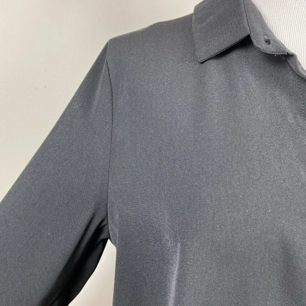 Misslook Blouse Womens XL Black Long Tab 3/4 Sleeve Button Up Top Office New NWT - Image 3