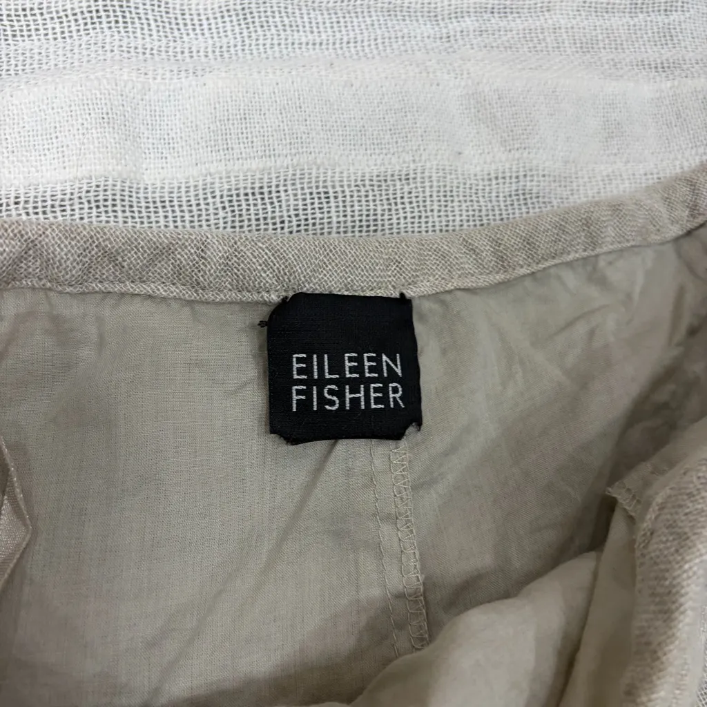 EILEEN FISHER 100% LINEN SEAMED SKIRT IN CLOVE 15” WAIST CASUAL COASTAL MINIMAL - Image 5