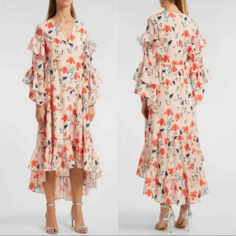 Borgo De Nor Luna Asymmetric Printed crepe de chine midi dress Size XS - Image 13