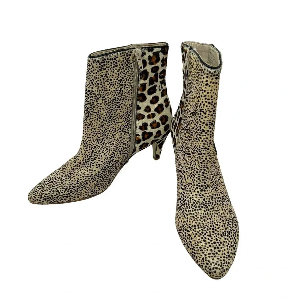 Matisse Moon Walkin‎ Boots Beige Cowhair Leopard Print Heeled Size 8 Brown - Image 4