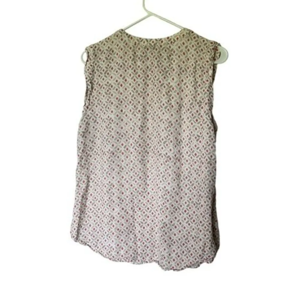 Loft Linen White Tan Coral Pattern Sleeveless Tank Top size Medium - Image 2