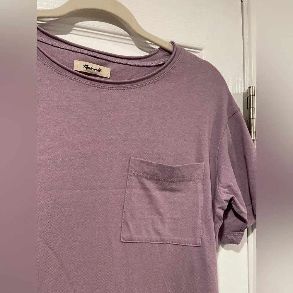 NWOT Madewell Size XS Lavender Short Sleeve Crew Split Hem Pocket Tee Shirt - Image 8