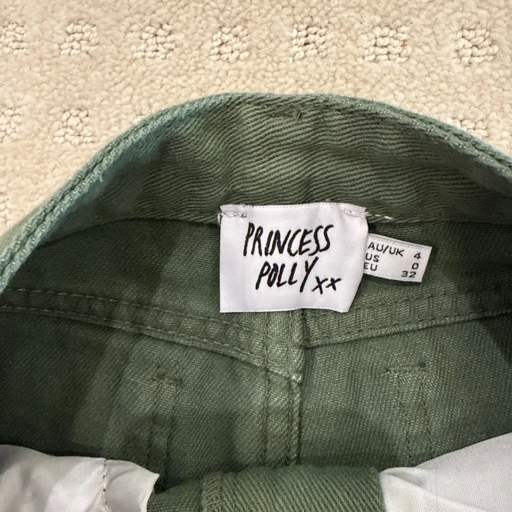 Princess Polly High-Rise Green Cutoff Denim Shorts Women’s Size 4 US 0 EU 32 - Image 3