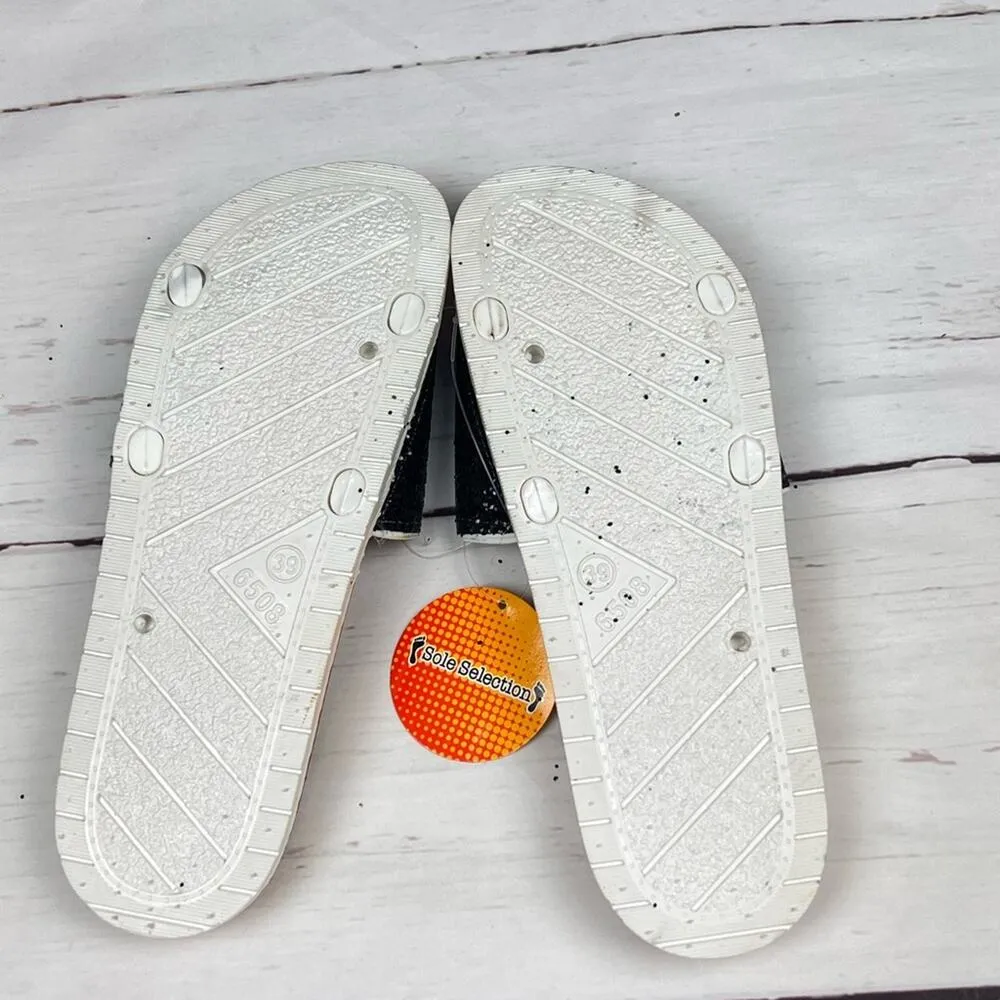 Sole Selection Womens Golden Glitter Style Slide Sandals  Sz 39 - Image 7