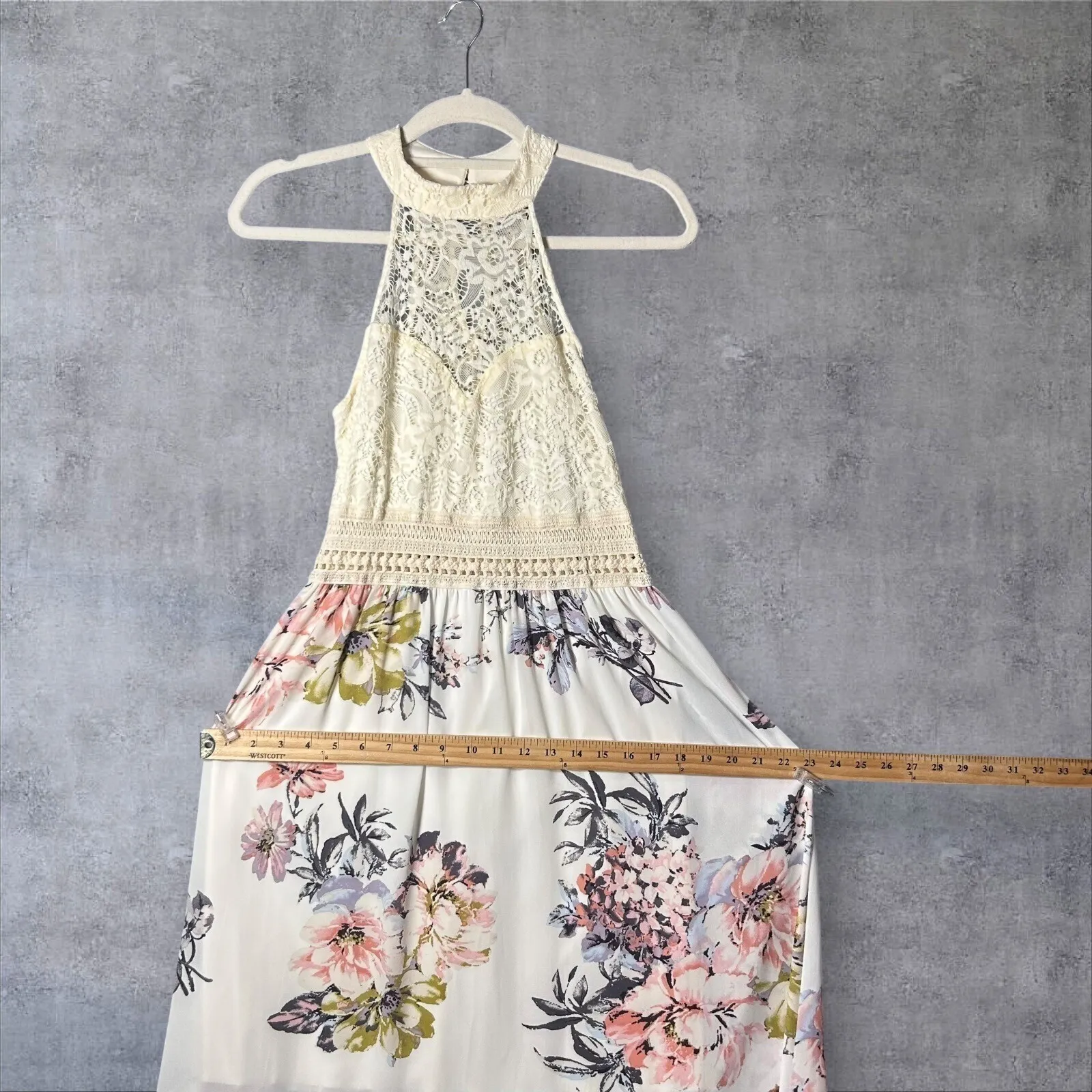 Venus Floral Maxi Dress Womens‎ 4 Cream Lace Halter Sleeveless Party Cocktail - Image 10