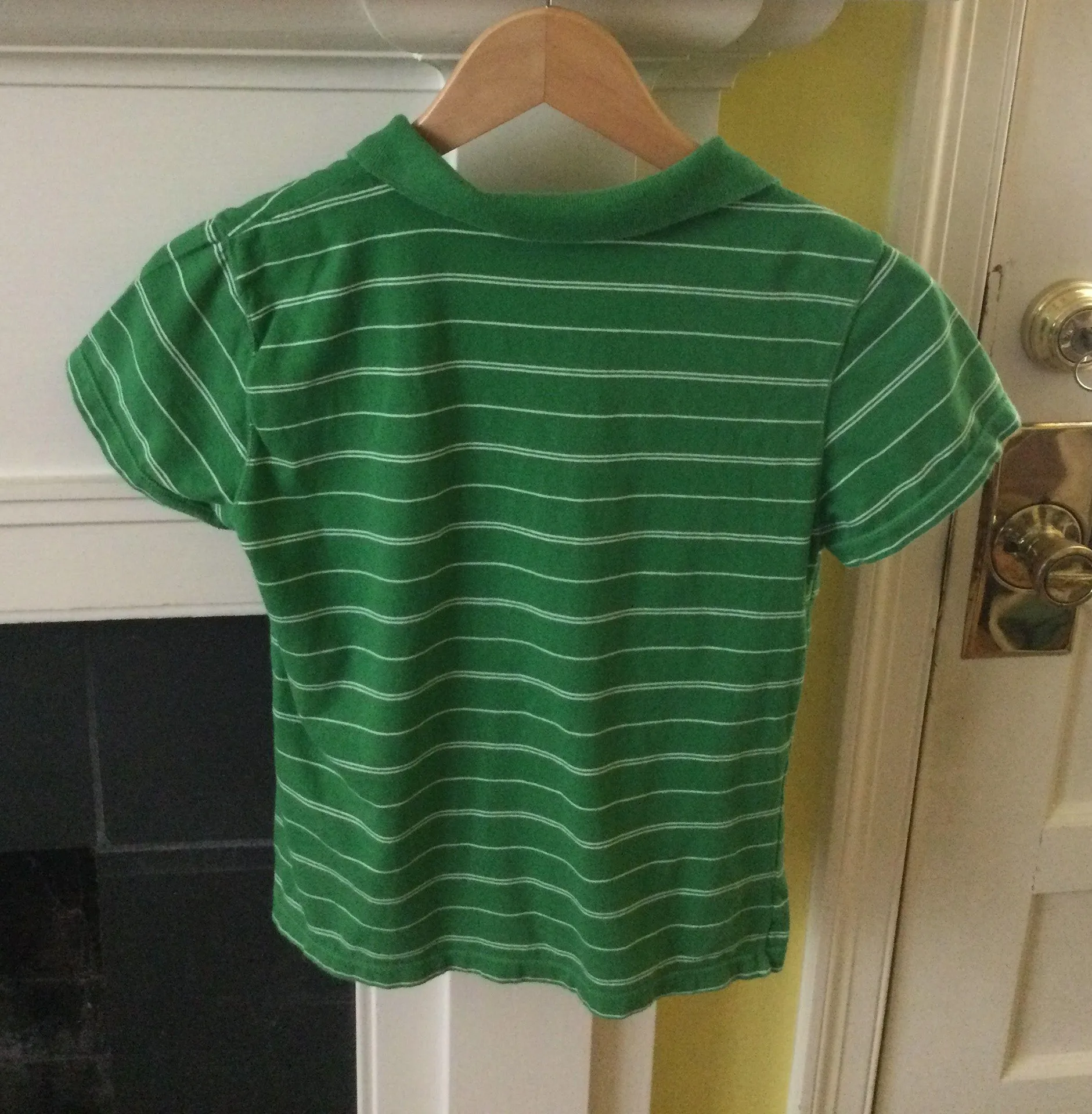 Vintage Striped Stretch Polo Short Sleeve Green - Sz Large - Image 3