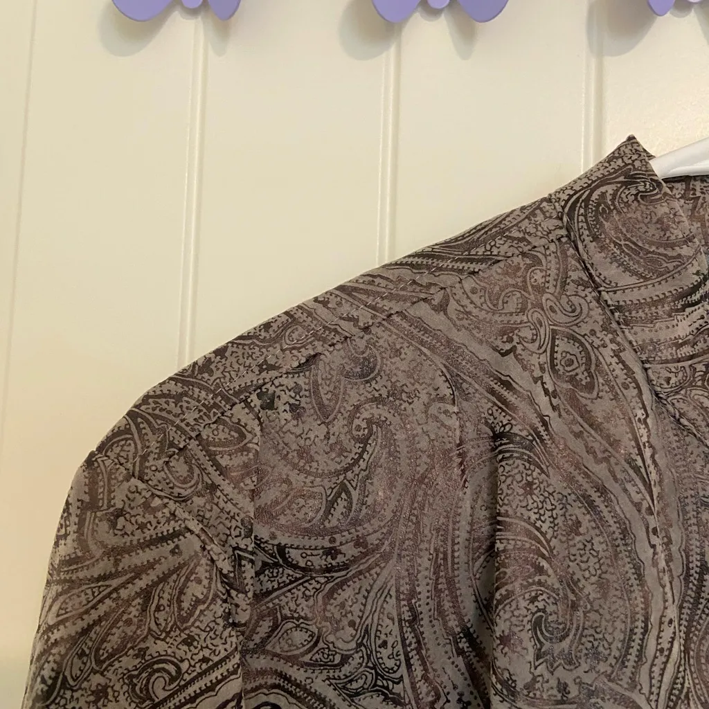 EUC Vintage Birch Hill women’s brownish‎ gray paisley print zip jacket large - Image 4
