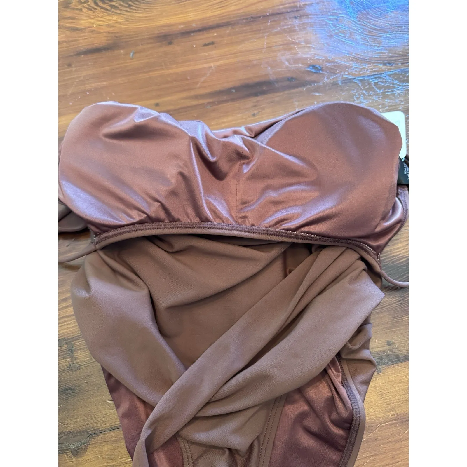 Hutch Anthropologie Zenna Ruched One Piece Swimsuit With Belt Mocha S NWT $188 - Image 13