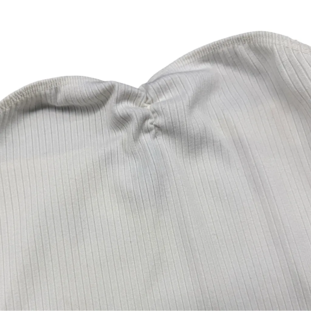 White Ribbed Strapless Bodysuit - Image 3