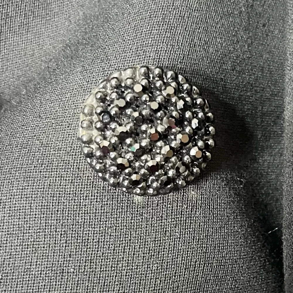 Vintage Black Wool Blend Winter Overcoat with Jeweled Buttons Size XL - Image 10