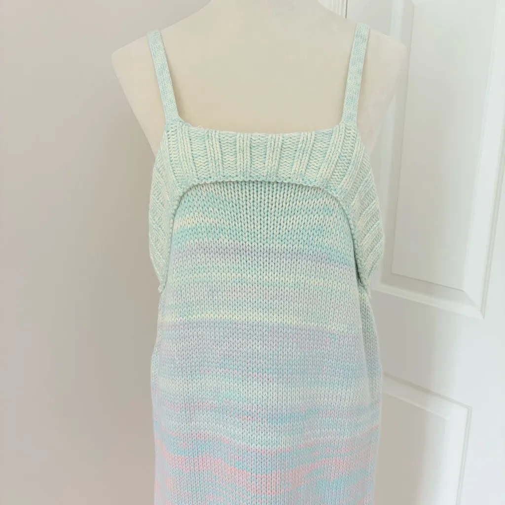New 525 AMERICA Ombre Knit Midi-Dress Square Neck Sleeveless Size L - Image 6