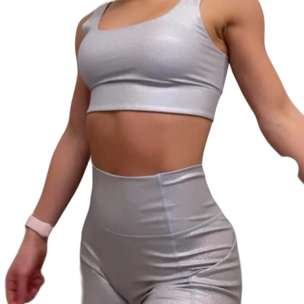 FABLETICS GLITTER HOLOGRAM HARLYN MIDI SPORTSBRA OASIS HIGH WAIST SET XS - Image 2
