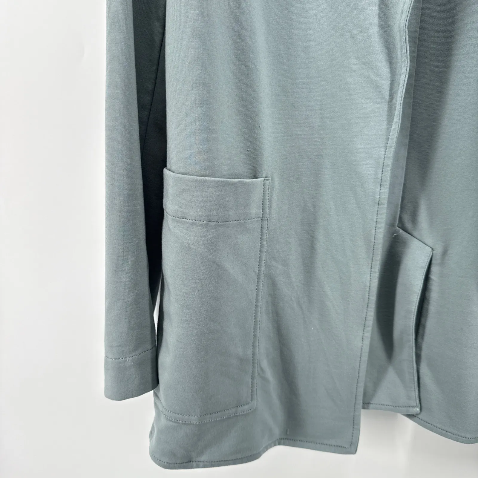 Athleta Eastbound Blazer Women's Size 16 Blue Gray Open Front Cardigan Jacket - Image 4