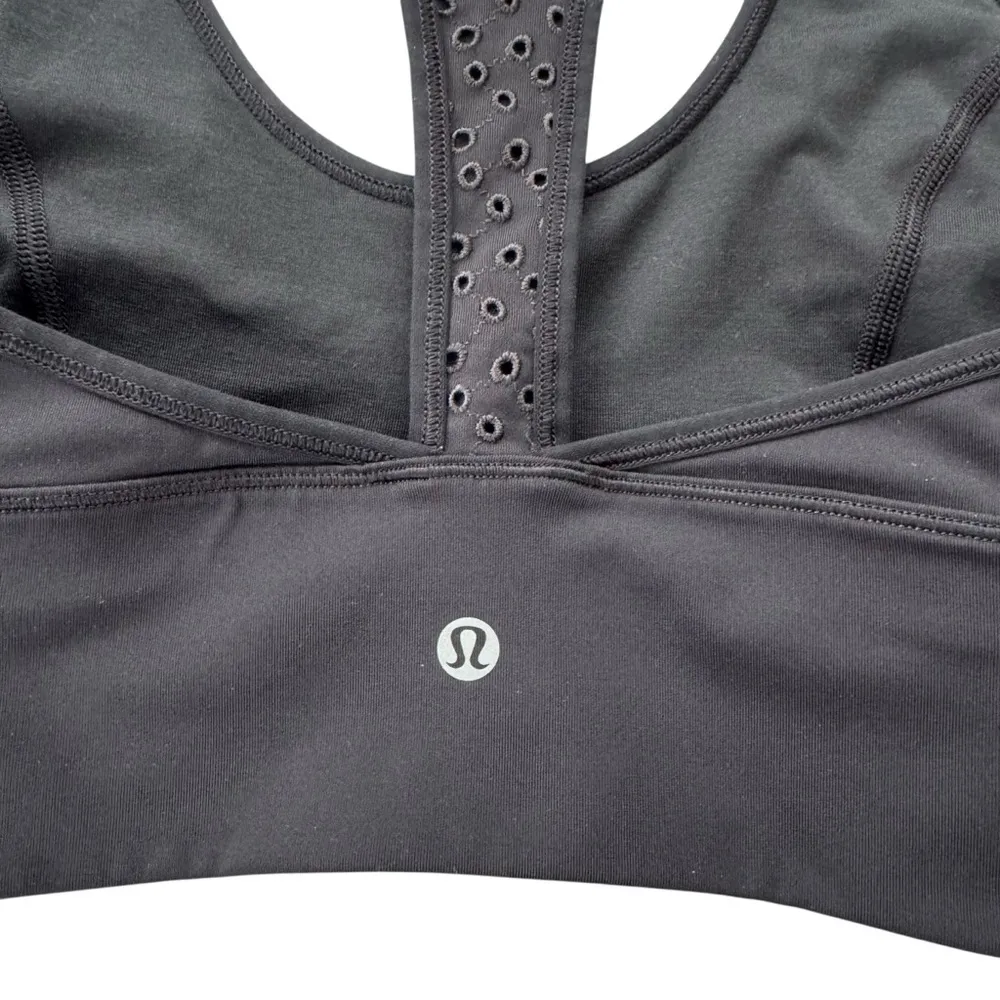 Lululemon Ornate Bra Racer Back Embroidered Eyelet Sports Bra Black Size 6 - Image 8