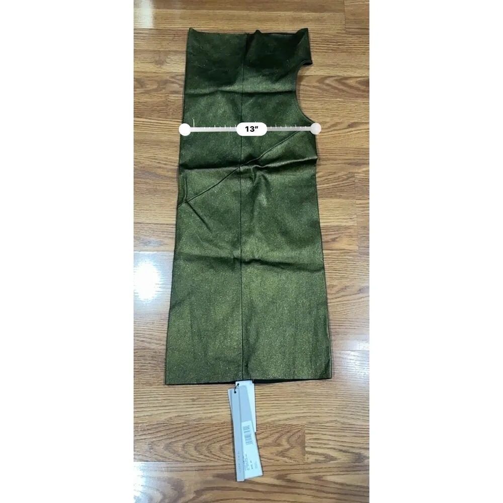 RICK OWENS leather blend Athena Mini Dress In Metallic Acid IT 40 / US 4 nwt Green Size undefined - Image 5
